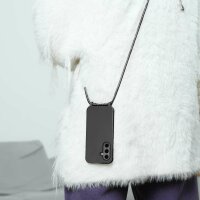 Handykette für Samsung Galaxy S25 FE Hanyhülle mit Band Hülle mit Kodel Smartphone Halskette in Schwarz