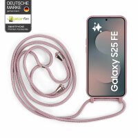 Handykette für Samsung Galaxy S25 FE Hanyhülle mit Band Hülle mit Kodel Smartphone Halskette in Rosa