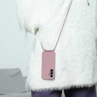 Handykette für Samsung Galaxy S25 FE Hanyhülle mit Band Hülle mit Kodel Smartphone Halskette in Rosa