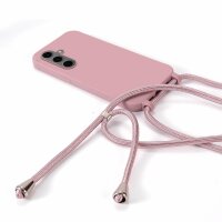 Handykette für Samsung Galaxy S25 FE Hanyhülle mit Band Hülle mit Kodel Smartphone Halskette in Rosa