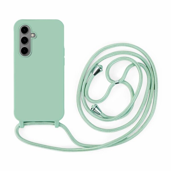 Handykette für Samsung Galaxy S25 FE Hanyhülle mit Band Hülle mit Kodel Smartphone Halskette in Mintgrün