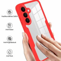 360° Grad Hülle für Samsung Galaxy S25 FE mit Integriertem Displayschutz Rot