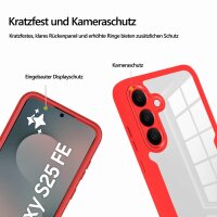 360° Grad Hülle für Samsung Galaxy S25 FE mit Integriertem Displayschutz Rot