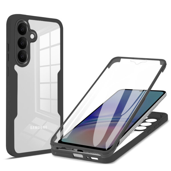 360° Grad Hülle für Samsung Galaxy S25 FE mit Integriertem Displayschutz Schwarz