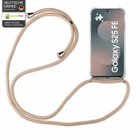 Handykette für Samsung Galaxy S25 FE Handyhülle mit Band Case Hülle mit Kordel Hand Beige / Braun