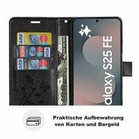Handy Tasche für Samsung Galaxy S25 FE Hülle Handyhülle Klapphülle Wallet Case in Schwarz
