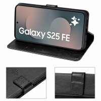 Handy Tasche für Samsung Galaxy S25 FE Hülle Handyhülle Klapphülle Wallet Case in Schwarz