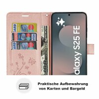 Handy Tasche für Samsung Galaxy S25 FE Hülle Handyhülle Klapphülle Wallet Case in Rosegold