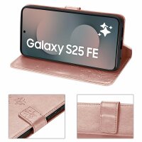Handy Tasche für Samsung Galaxy S25 FE Hülle Handyhülle Klapphülle Wallet Case in Rosegold