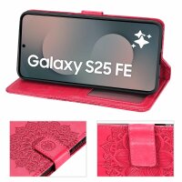 Handy Tasche für Samsung Galaxy S25 FE Hülle Handyhülle Klapphülle Wallet Case in Rot