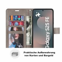 Handy Tasche für Samsung Galaxy S25 FE Hülle Handyhülle Klapphülle Wallet Case in Grau