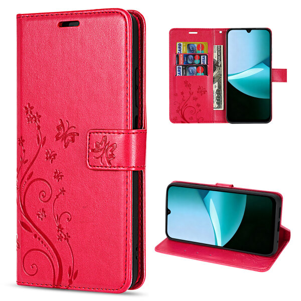 Hülle für Xiaomi Redmi 15C Handy Tasche Handyhülle Wallet Case Flip Cover Rot