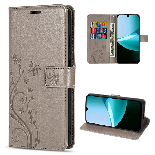 Hülle für Xiaomi Redmi 15C Handy Tasche Handyhülle Wallet Case Flip Cover Grau
