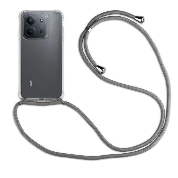Handykett für Xiaomi Redmi 15C (173 cm) Hülle mit Kordel Handyhülle mit Band in Grau