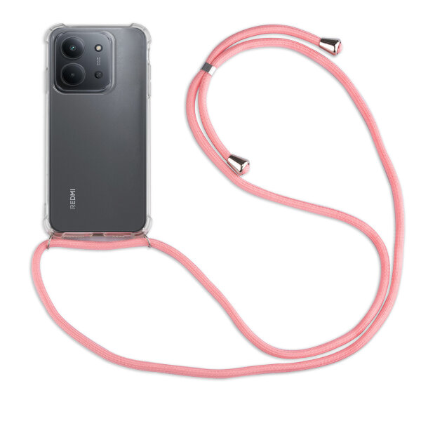 Handykett für Xiaomi Redmi 15C (173 cm) Hülle mit Kordel Handyhülle mit Band in Rosa