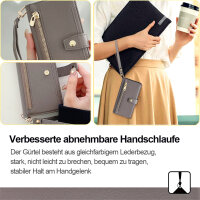 Handykette für Xiaomi Redmi 15C Hülle mit Band Handyhülle Kartenfächer PU Leder Umhängetasche Grau