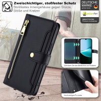Handykette für Xiaomi Redmi 15C Hülle mit Band Handyhülle Kartenfächer PU Leder Umhängetasche Schwarz