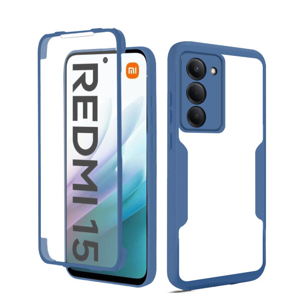 360° Grad Hülle für xiaomi Redmi 15 Rundum vollschutz Integriertem Displayschutz in Blau