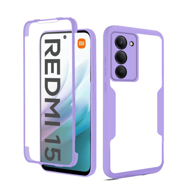 360° Grad Hülle für xiaomi Redmi 15 Rundum vollschutz Integriertem Displayschutz in Lila