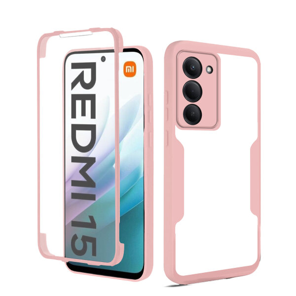 360° Grad Hülle für xiaomi Redmi 15 Rundum vollschutz Integriertem Displayschutz in Rosa