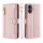 Handykette für iPhone 17 Hülle mit Band Handyhülle Kartenfächer PU Leder Umhängetasche in Rosa