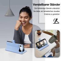 Handykette für iPhone Air Hülle mit Band Handyhülle Kartenfächer PU Leder Umhängetasche in Hellblau