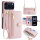 Handykette für iPhone 17 Pro Hülle mit Band Handyhülle Kartenfächer PU Leder Umhängetasche in Rosa