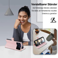 Handykette für iPhone 17 Pro Max Hülle mit Band Handyhülle Kartenfächer PU Leder Umhängetasche in Rosa