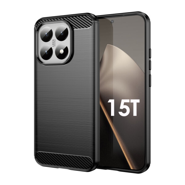 Carbon Hülle für xiaomi 15T Handyhülle Bumper Case Cover Handy Tasche TPU in Schwarz