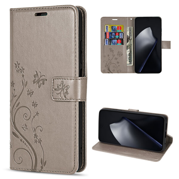 Hülle für Xiaomi 15T Pro Handy Tasche Handyhülle Wallet Case Flip Cover in Grau