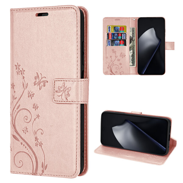 Hülle für Xiaomi 15T Handy Tasche Handyhülle Wallet Case Flip Cover in Rosegold