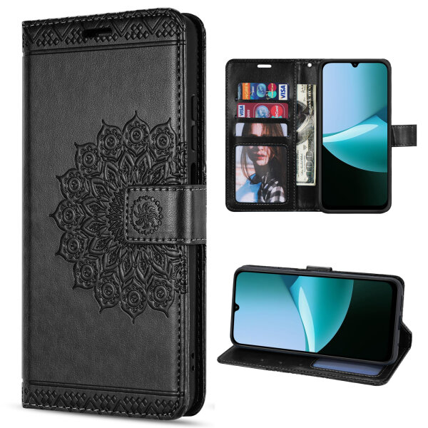 Handy Tasche für Xiaomi Redmi 15C Hülle Handyhülle Klapphülle Wallet Case in Schwarz