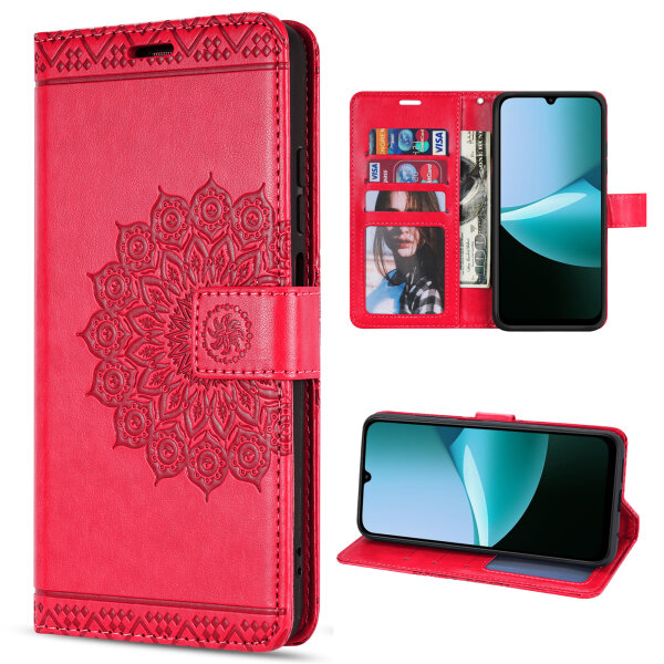 Handy Tasche für Xiaomi Redmi 15C Hülle Handyhülle Klapphülle Wallet Case in Rot