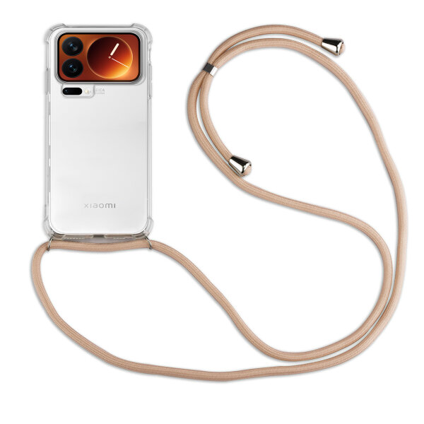 Handykett für Xiaomi 17 Pro Hülle mit Kordel Handyhülle mit Band in Beige / Braun