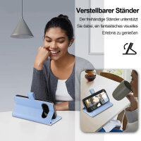 Handykette für Google Pixel 10 Pro XL Hülle mit Band Handyhülle Kartenfächer PU Leder Umhängetasche in Hellblau