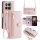 Handykette für Xiaomi 15T Hülle mit Band Handyhülle Kartenfächer PU Leder Umhängetasche in Rosa