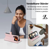 Handykette für Xiaomi 17 Pro Max Hülle mit Band Handyhülle Kartenfächer PU Leder Umhängetasche in Rosa