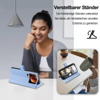 Handykette für Xiaomi 17 Pro Hülle mit Band Handyhülle Kartenfächer PU Leder Umhängetasche in Hellblau