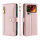 Handykette für Xiaomi 17 Pro Hülle mit Band Handyhülle Kartenfächer PU Leder Umhängetasche in Rosa