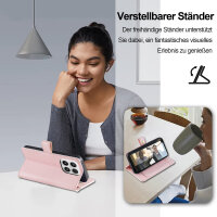 Handykette für Xiaomi 17 Hülle mit Band Handyhülle Kartenfächer PU Leder Umhängetasche in Rosa