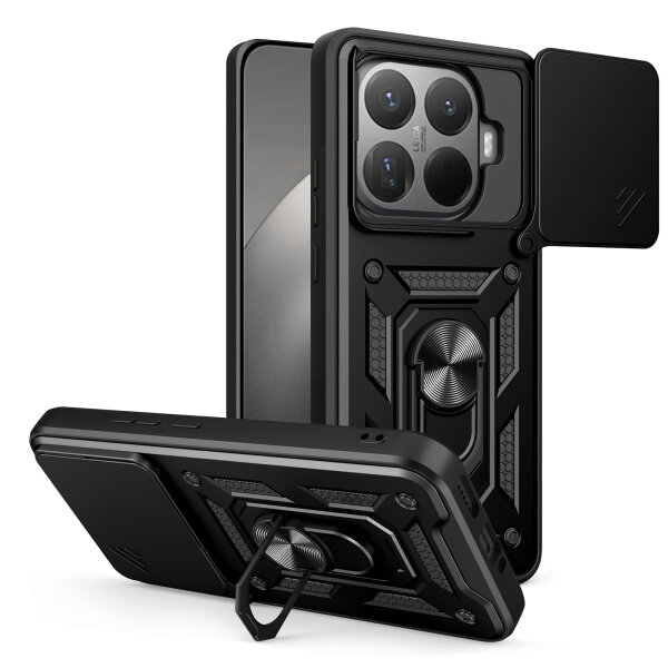 Outdoor Panzer Hülle Xiaomi 15T Pro Handyhülle Kameraschutz Ringhalter in Schwarz