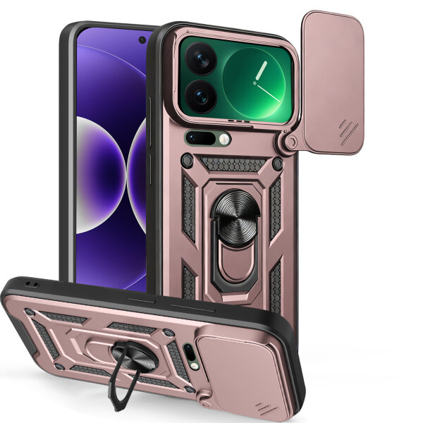 Outdoor Panzer Hülle Xiaomi 17 Pro Handyhülle Kameraschutz Ringhalter in Rosegold