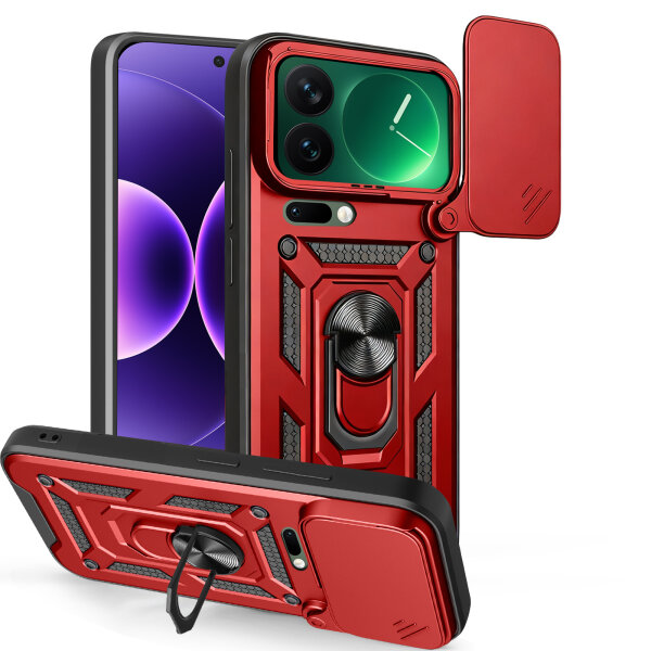 Outdoor Panzer Hülle Xiaomi 17 Pro Max Handyhülle Kameraschutz Ringhalter in Rot