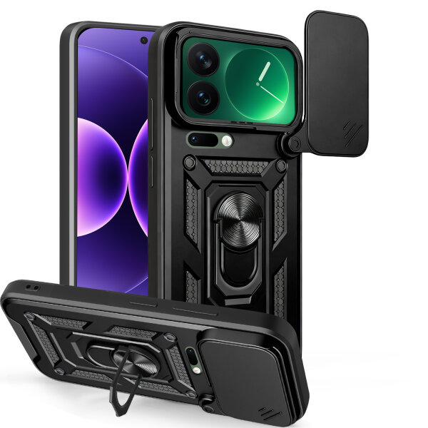 Outdoor Panzer Hülle Xiaomi 17 Pro Max Handyhülle Kameraschutz Ringhalter in Schwarz