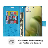 Hülle Motorola Moto G86 Handyhülle mit [Standfunktion][Kartenfächern] in Blau