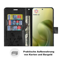 Hülle Motorola Moto G86 Handyhülle mit [Standfunktion][Kartenfächern] in Schwarz