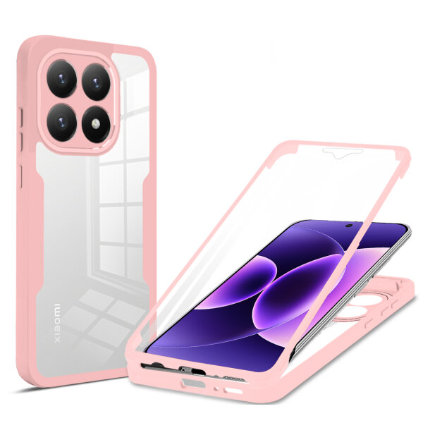360° Grad Hülle für Xiaomi 17 Rundum vollschutz Integriertem Displayschutz in Rosa