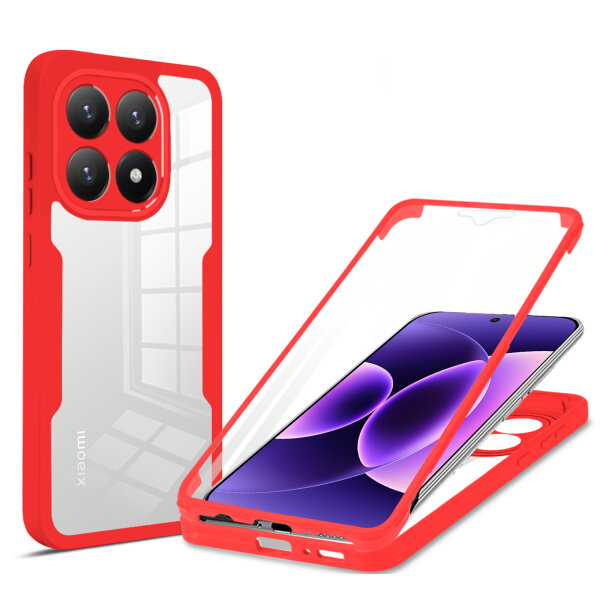 360° Grad Hülle für Xiaomi 17 Rundum vollschutz Integriertem Displayschutz in Rot
