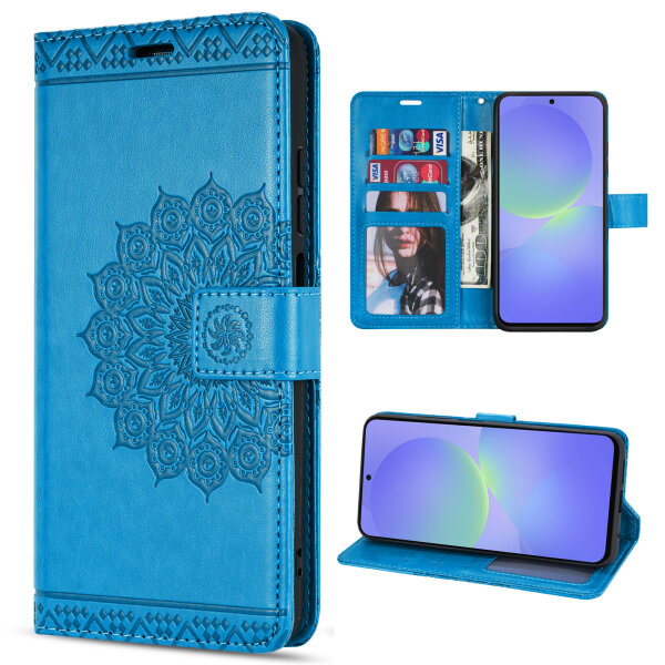 Hülle für Samsung Galaxy A36/ A56 Handy Tasche Case Schutzhülle Schale Etui BF Mandala Blau