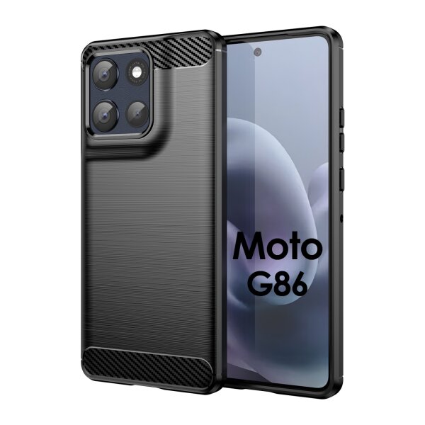 Carbon Hülle für Moto G86 Hülle Handyhülle Outdoor Handy Tasche Bumper Case Back Cover